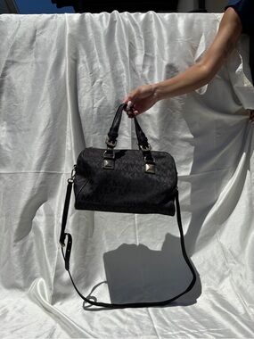 Michael Kors Black MK Monogram Satchel with Shoulder Strap